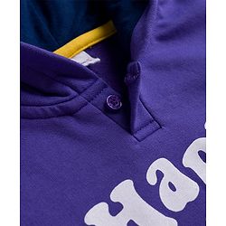 Babyhug Fleece Knit Full Sleeves Hooded Sweashirt With Text Print - Purple