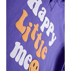 Babyhug Fleece Knit Full Sleeves Hooded Sweashirt With Text Print - Purple
