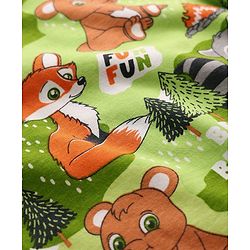 Babyhug Cotton Knit Full Sleeves Co-Ord Night Suit with Animal Print - Green