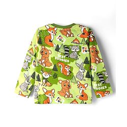 Babyhug Cotton Knit Full Sleeves Co-Ord Night Suit with Animal Print - Green