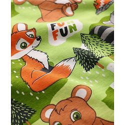 Babyhug Cotton Knit Full Sleeves Co-Ord Night Suit with Animal Print - Green