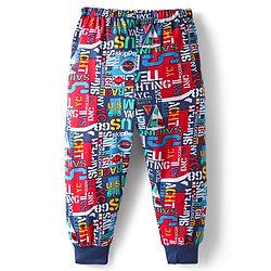 Babyhug Cotton Knit Full Length Lounge Pant with Text Print - Multicolor