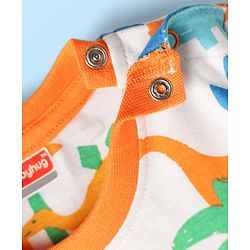 Babyhug Cotton Knit Full Sleeves Co-Ord Night Suit with Dino Print - White