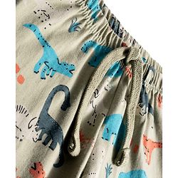 Babyhug Cotton Knit Full Length Lounge Pant With Dino Print - Olive Green