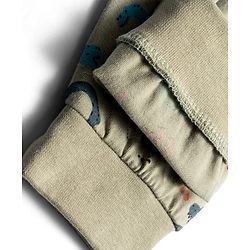Babyhug Cotton Knit Full Length Lounge Pant With Dino Print - Olive Green