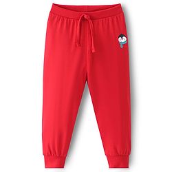 Babyhug Cotton Knit Full Length Lounge Pant with Owl Print Print - Red