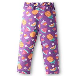 Babyhug Cotton Knit Full Sleeves Co-Ord Night Suit with Fruits & Cupcake Print - Purple