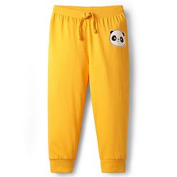 Babyhug Cotton Knit Full Length Panda Printed Lounge Pant - Yellow