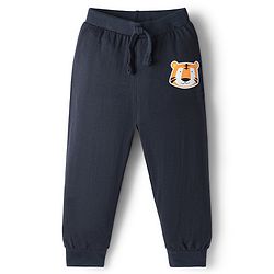 Babyhug Cotton Knit Full Length Lounge Pant With Animal Print - Navy Blue