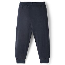 Babyhug Cotton Knit Full Length Lounge Pant With Animal Print - Navy Blue