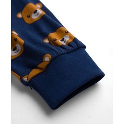 Babyhug Cotton Knit Full Length Lounge Pants with Animal Print - Blue