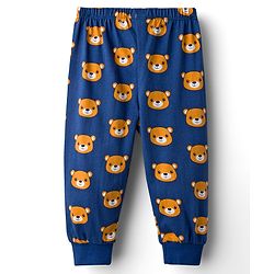 Babyhug Cotton Knit Full Length Lounge Pants with Animal Print - Blue