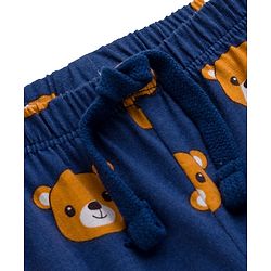 Babyhug Cotton Knit Full Length Lounge Pants with Animal Print - Blue