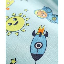 Babyhug Cotton Knit Full Length Lounge Pant with Space Theme Print - Light Blue