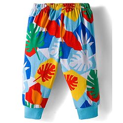 Babyhug Cotton Knit Full Length Lounge Pant with Tropical Theme Print - Multicolor