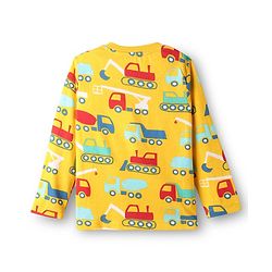 Babyhug Cotton Knit Full Sleeves Co-Ord Night Suit with Vehicle Print - Light Orange