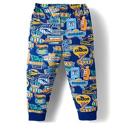 Babyhug Cotton Knit Full Length Lounge Pant with Text Print - Navy Blue