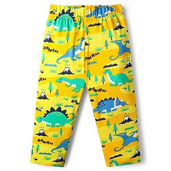 Babyhug Cotton Knit Full Sleeves Co-Ord Night Suit with  Dino Print - Yellow