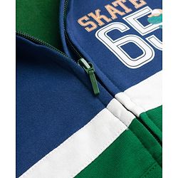 Babyhug Fleece Knit Full Sleeves Hooded Sweatjacket With Dino Print & Kangaroo Pockets - Blue & Green