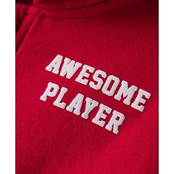 Babyhug Fleece Knit Full Sleeves Front Open Hooded SweatJacket with Tiger Graphic - Red