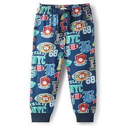 Babyhug Cotton Knit Full Length Lounge Pant With Text Print - Multicolour