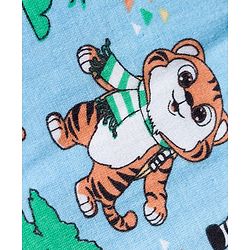Babyhug Cotton Knit Full Length Lounge Pant with Jungle Theme Print - Light Blue