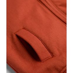 Babyhug Fleece Knit Full Sleeves Hooded Sweatjacket With Teddy Bear Embroidery - Rust Orange