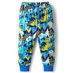 Babyhug Cotton Knit Full Length Lounge Pant with Smiley  Print - Multicolor