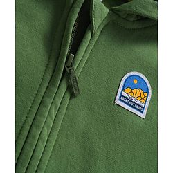 Babyhug Fleece Knit Full Sleeves Hooded SweatJacket with Graphic & Kangaroo Pocket - Green