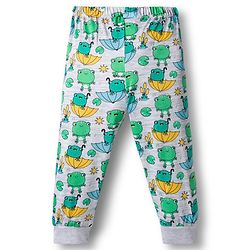 Babyhug Cotton Knit Full Length Lounge Pant with Animal Print - Green