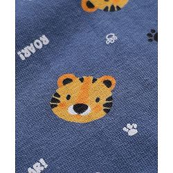 Babyhug Cotton Knit Full Length Lounge Pant With Tiger Print - Navy Blue