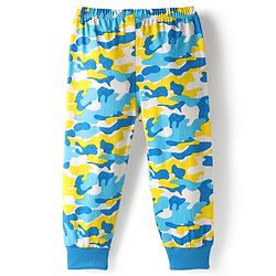 Babyhug Cotton Knit Full Length Lounge Pant With Abstract Print - Multicolour