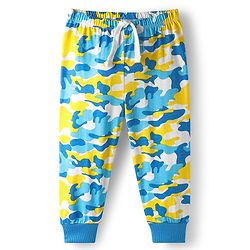 Babyhug Cotton Knit Full Length Lounge Pant With Abstract Print - Multicolour