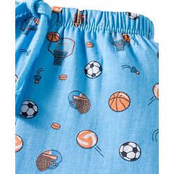 Babyhug Cotton Knit Full Length Lounge Pants with Sports Theme Print - Light Blue