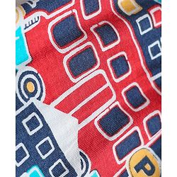 Babyhug Cotton Knit Full Length Lounge Pant with Traffic Print - Navy Blue