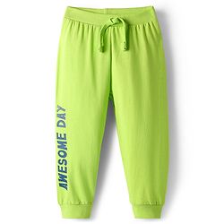 Babyhug Cotton Knit Full Length Dino & Text Printed Lounge Pants Pack Of 2  - Teal Blue & Lime Green