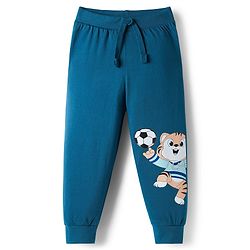 Babyhug Cotton Knit Full Length Animal Printed Lounge Pants Pack Of 2  - Teal Blue & Orange