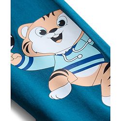Babyhug Cotton Knit Full Length Animal Printed Lounge Pants Pack Of 2  - Teal Blue & Orange