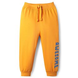 Babyhug Cotton Knit Full Length Lounge Pant with Text Print Pack of 3 - Blue Red & Yellow