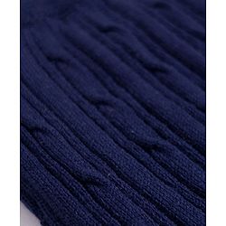 Babyhug Sweater Knit Full Length Solid Fleece Pant - Navy Blue