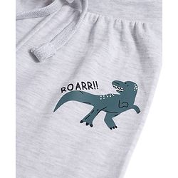 Babyhug Cotton Knit Full Length Lounge Pant With Stripes & Dino Print Pack Of 3 - Aqua Olive Green & Grey