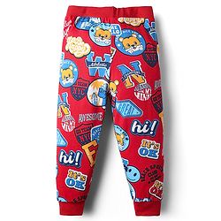 Babyhug Cotton Knit Full Length Lounge Pants With Sport Theme Text Print Pack of 3 - Red Blue & Yellow