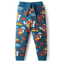 Babyhug Cotton Knit Full Length Lounge Pant with Bear Print & Tape Detailing Pack of 3  - Orange Yellow & Teal Blue