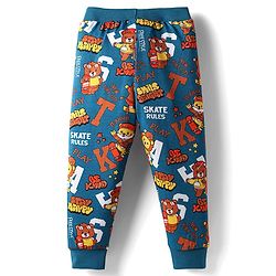 Babyhug Cotton Knit Full Length Lounge Pant with Bear Print & Tape Detailing Pack of 3  - Orange Yellow & Teal Blue
