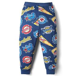 Babyhug Cotton Knit Full Length Lounge Pants With Sport Theme Text Print Pack of 3 - Red Blue & Navy Blue