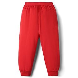 Babyhug Cotton Knit Full Length Lounge Pants With Sport Theme Text Print Pack of 3 - Red Blue & Navy Blue
