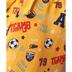 Babyhug Cotton Knit Full Length Football Printed Lounge Pants Pack of 3 - Navy Blue Yellow & Red