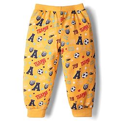 Babyhug Cotton Knit Full Length Football Printed Lounge Pants Pack of 3 - Navy Blue Yellow & Red