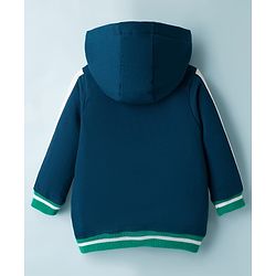 Babyhug Fleece Knit Full Sleeves Hooded Sweatshirt With Teddy Bear Patch - Teal Blue
