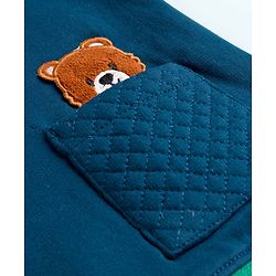 Babyhug Fleece Knit Full Sleeves Hooded Sweatshirt With Teddy Bear Patch - Teal Blue